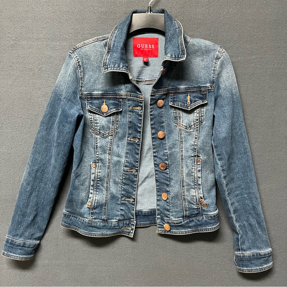 GUESS Denim Long Sleeve Jean Jacket XSmall Wash Blue Women's Size